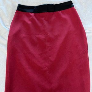 Downeast Maroon/Red Pencil Skirt Size 6 with bow detail at waist